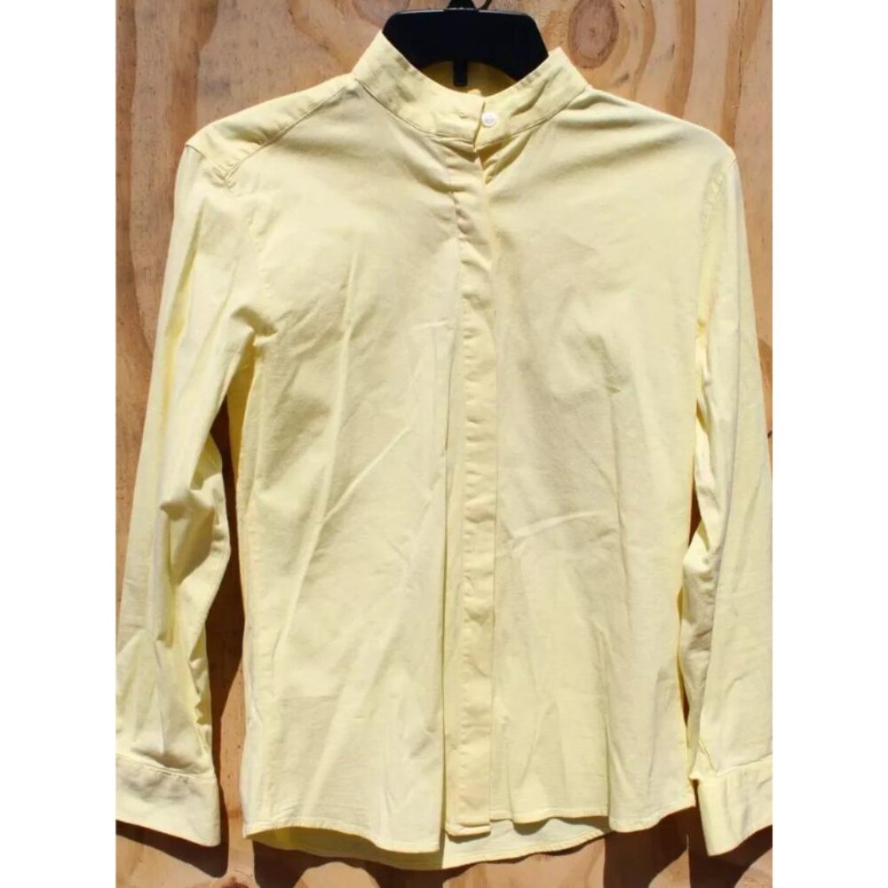 Sigma Equestrian Show Shirt 34 MED Women Yellow Button Front Horse Riding